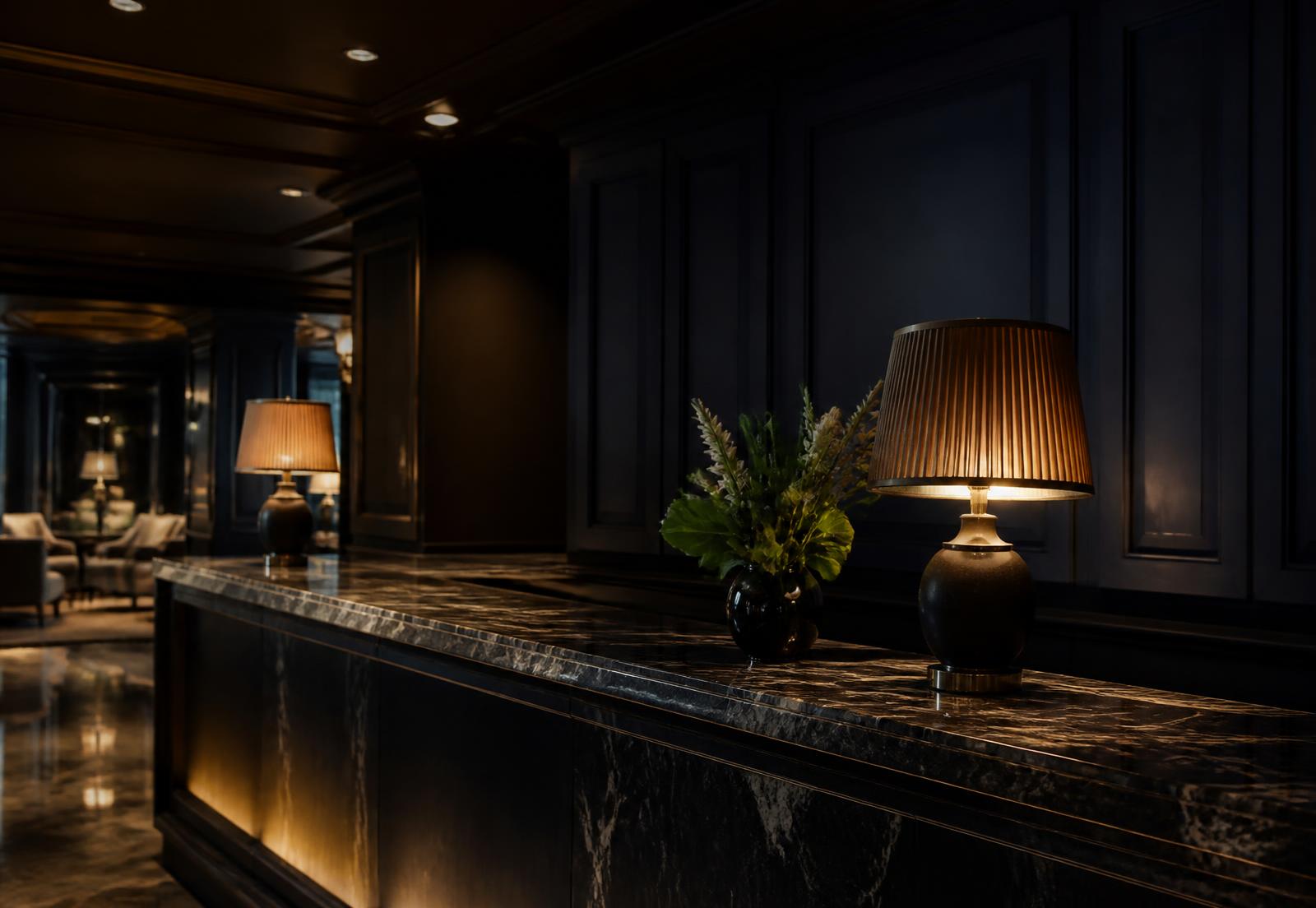 Hotelrezeption bei Nacht